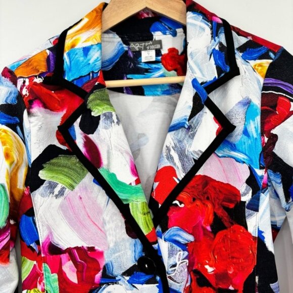 Dolcezza Simply Art Bold Print Jersey Blazer Multi Coloured Size Medium - Picture 9 of 16